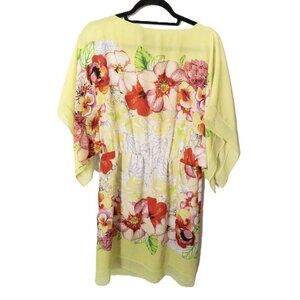 BCBG Maxazria Floral Print Yellow Tunic Dress XS/S Lightweight Lined